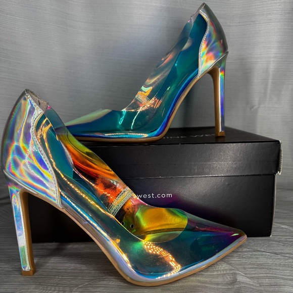 Nine West X Forever 21 Women's Pump Iridescent Silver Size 6M - Picture 1 of 7